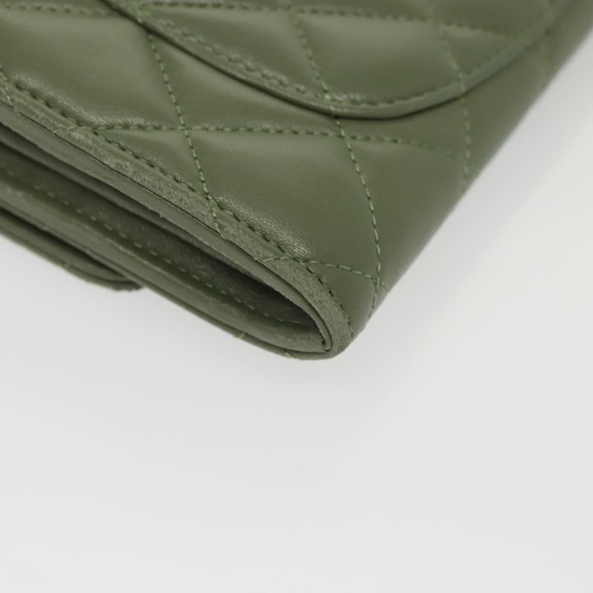 Chanel CC Gusset Classic Flap Wallet Quilted Lambskin, GREEN, LEATHER, Wallets