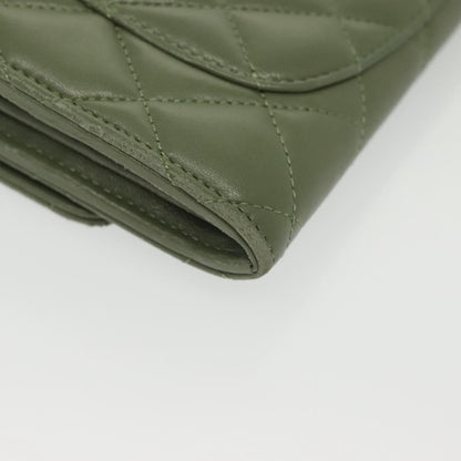 Chanel CC Gusset Classic Flap Wallet Quilted Lambskin, GREEN, LEATHER, Wallets