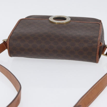 Celine Vintage Macadam Circle Logo Shoulder Bag Canvas and Leather, Brown, Canvas, Shoulder Bag