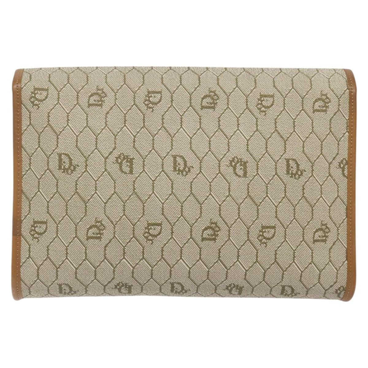 Christian Dior Vintage Honeycomb Flap Crossbody Bag Coated Canvas, BEIGE, CANVAS, Crossbody bag