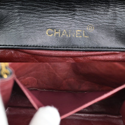 Chanel Vintage Envelope Flap Bag Quilted Lambskin, BLACK, LEATHER, Shoulder bag