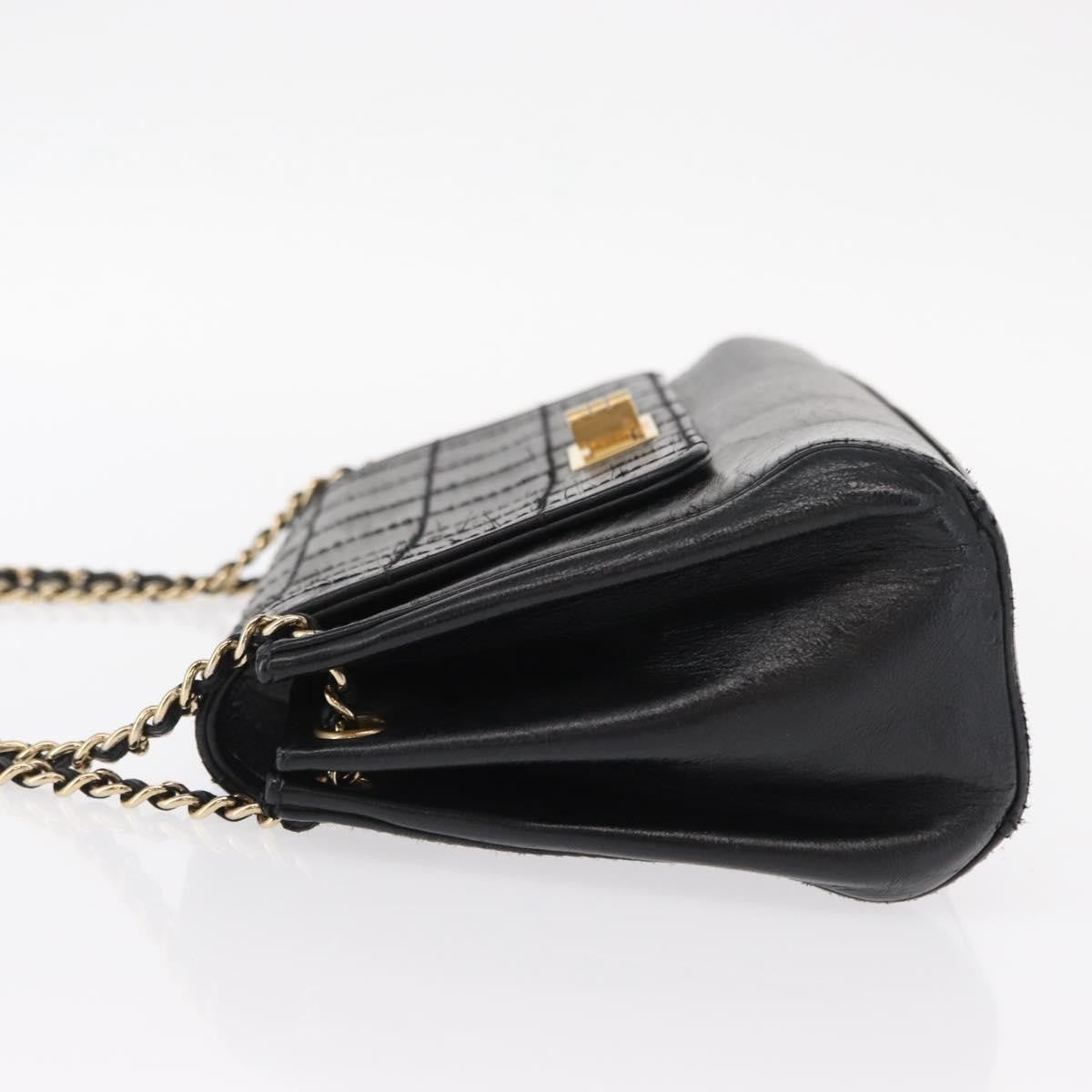 Chanel Chocolate Bar Accordion Reissue Flap Bag Quilted Lambskin, BLACK, LEATHER, Shoulder bag