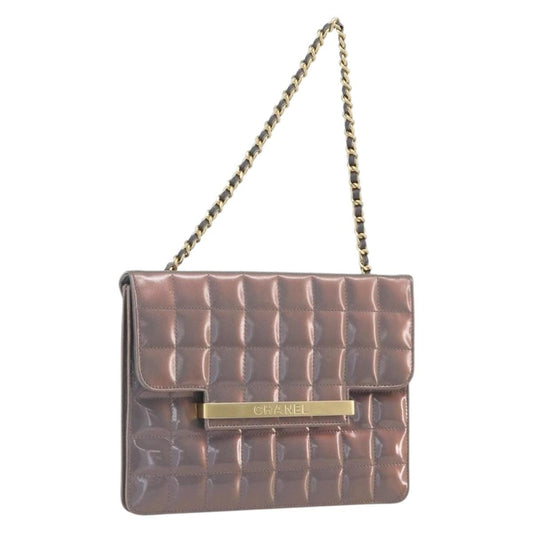 Chanel Chocolate Bar Chain Flap Bag Quilted Patent, PURPLE, PATENT_LEATHER, Handbag