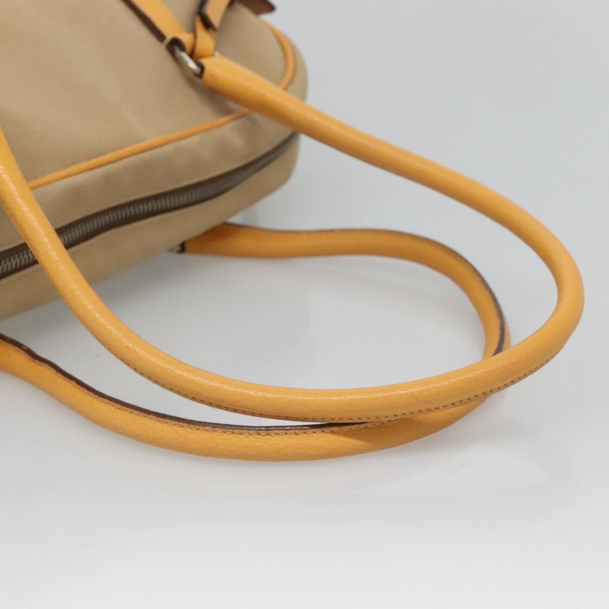 Prada Bauletto Bag Canvas with Leather, BEIGE, CANVAS, Handbag
