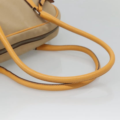 Prada Bauletto Bag Canvas with Leather, BEIGE, CANVAS, Handbag