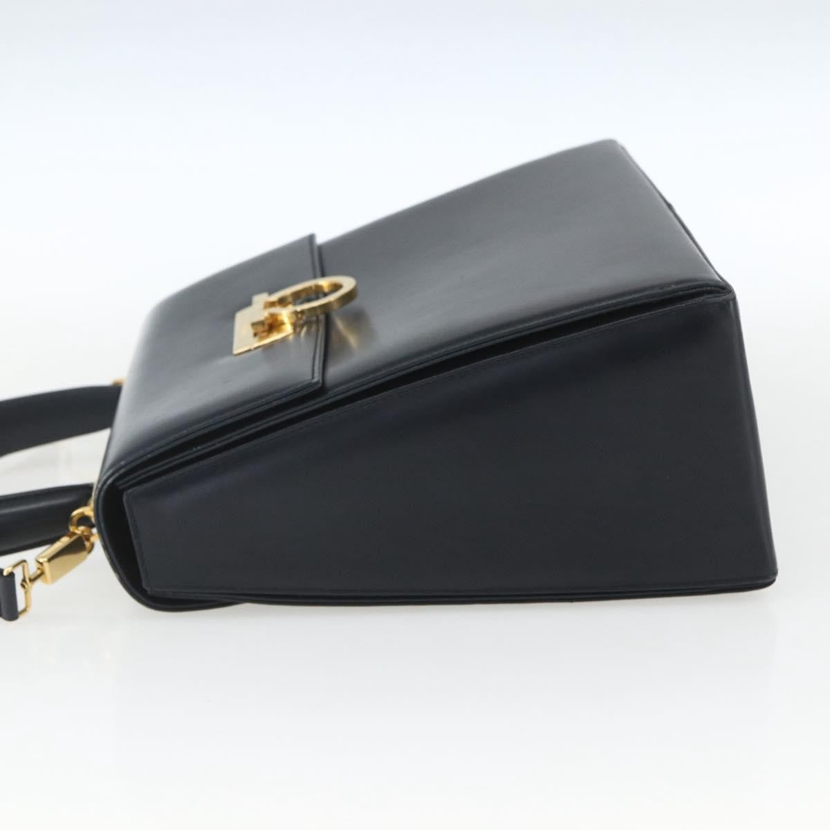 Salvatore Ferragamo Gancini Convertible Top Handle Bag Leather, NAVY, LEATHER, Handbag