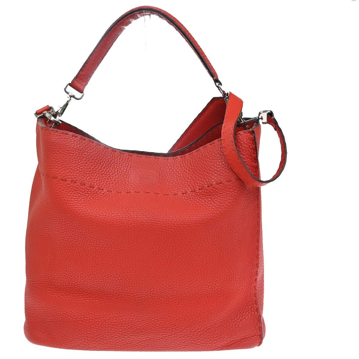 Fendi Selleria Anna Bucket Bag Leather, Red, Leather, Tote Bag