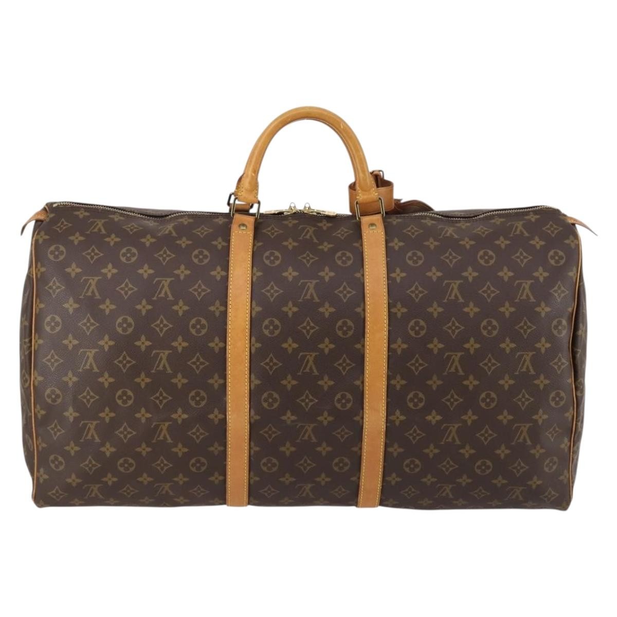 Louis Vuitton Keepall Bag Monogram Canvas, BROWN, CANVAS, Travel bag