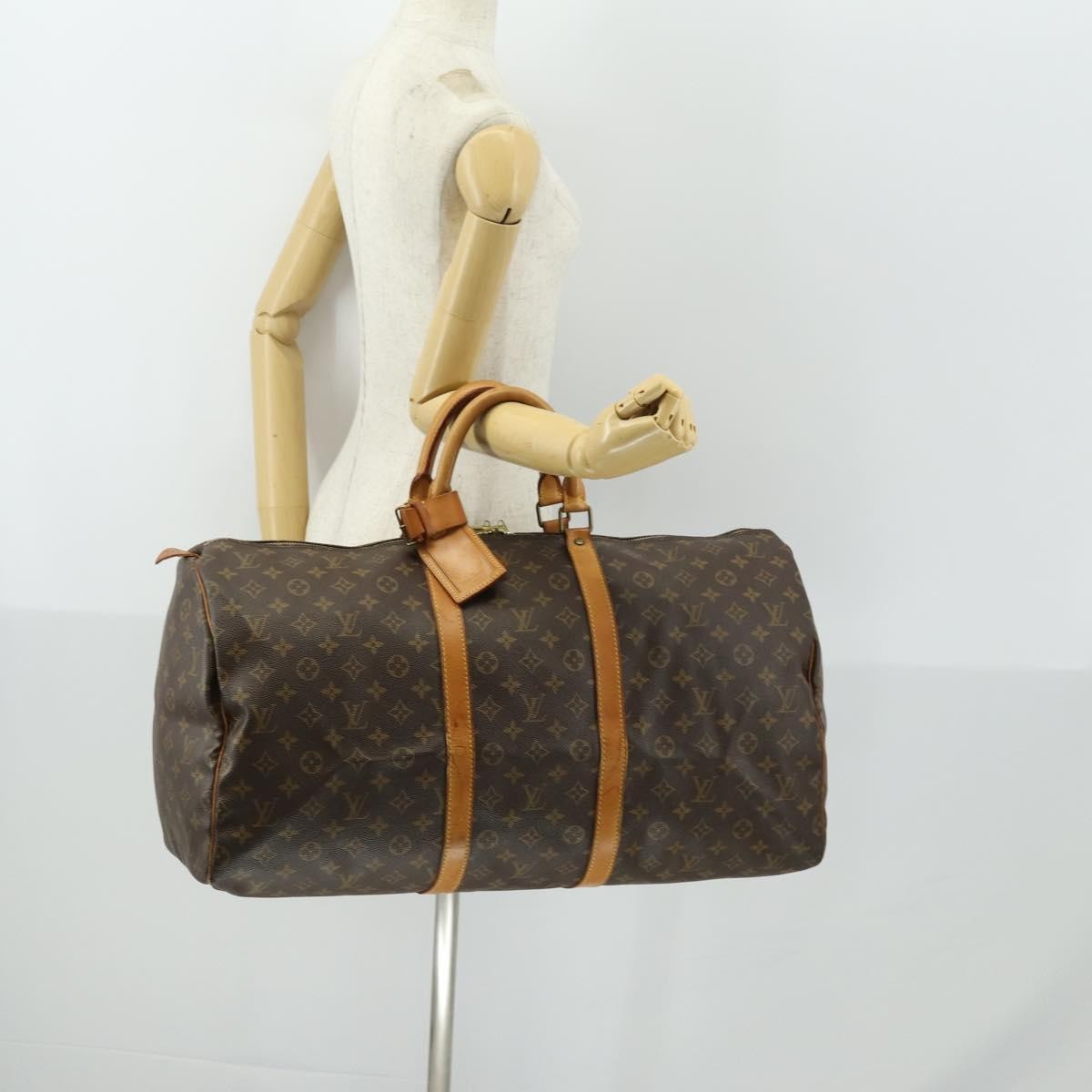 Louis Vuitton Keepall Bag Monogram Canvas, BROWN, CANVAS, Travel bag
