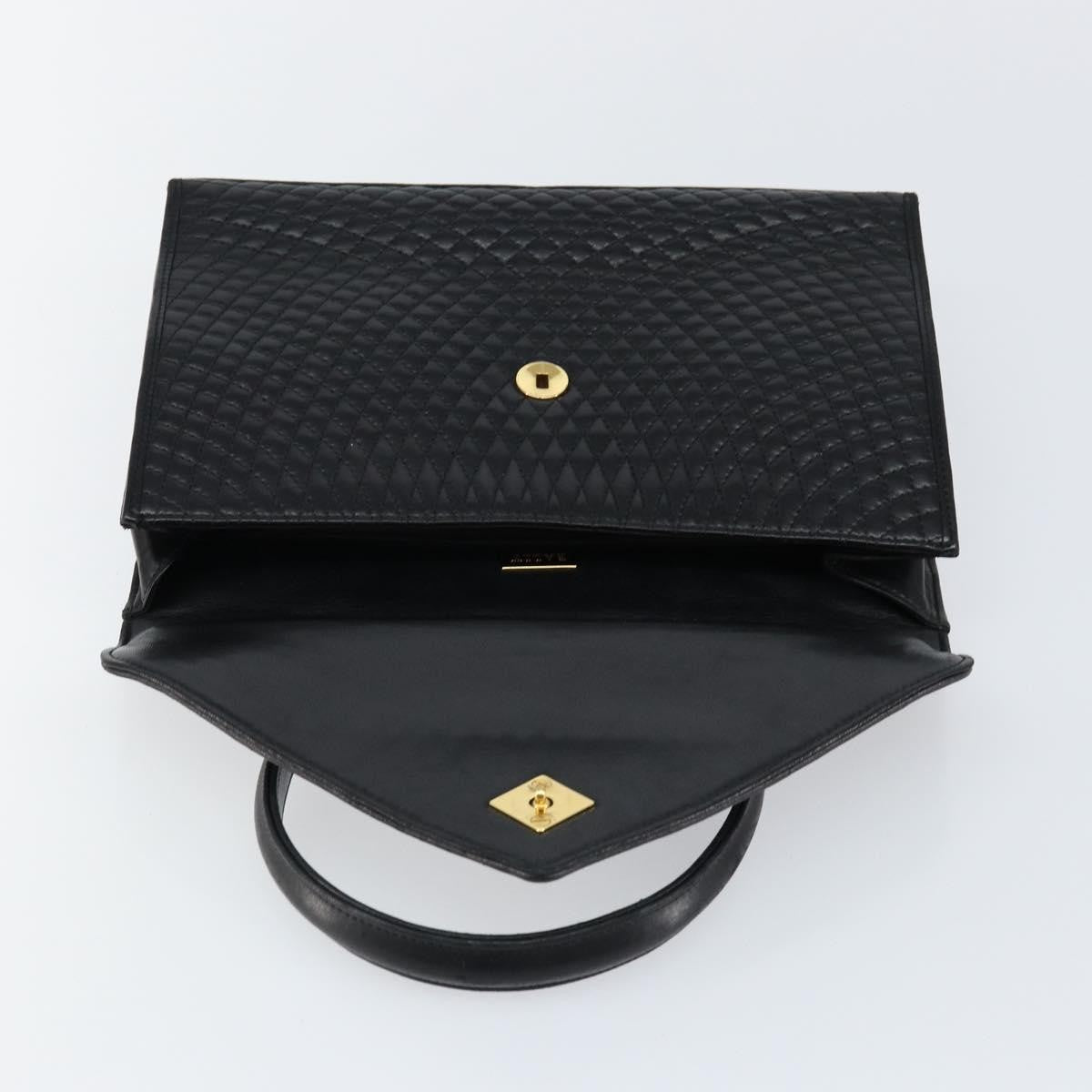 Bally Vintage Flap Handbag Quilted Leather, Black, Leather, Handbag