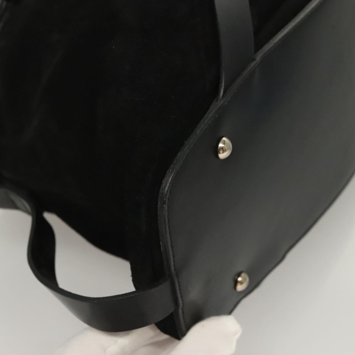 Salvatore Ferragamo Gancini handbag Suede, BLACK, SUEDE, Handbag