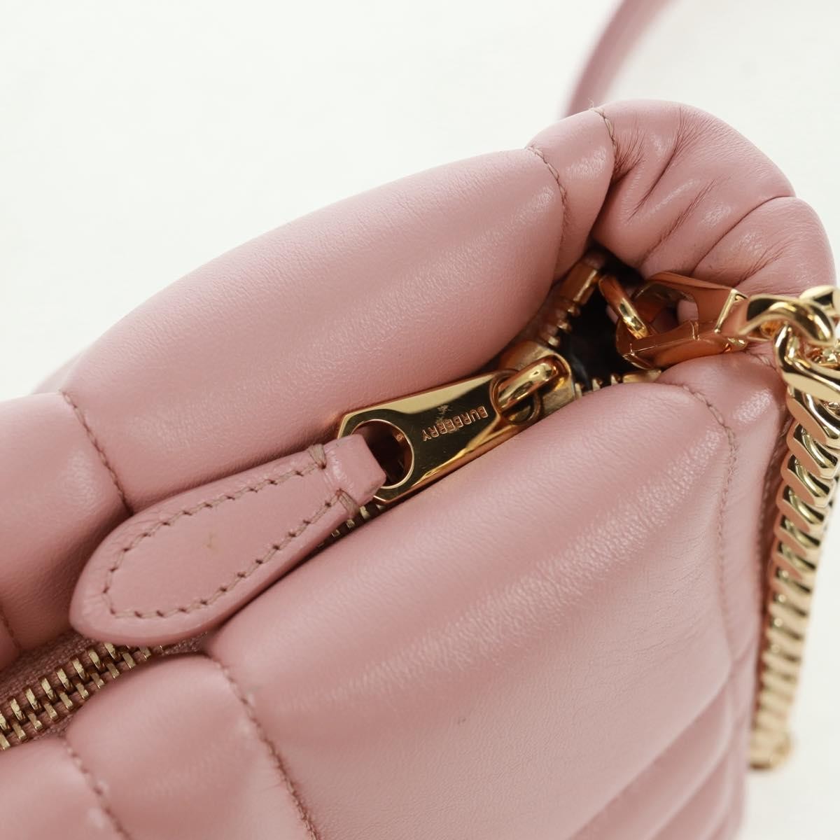 Burberry Lola Zip Shoulder Bag Quilted Leather, PINK, LEATHER, Shoulder bag