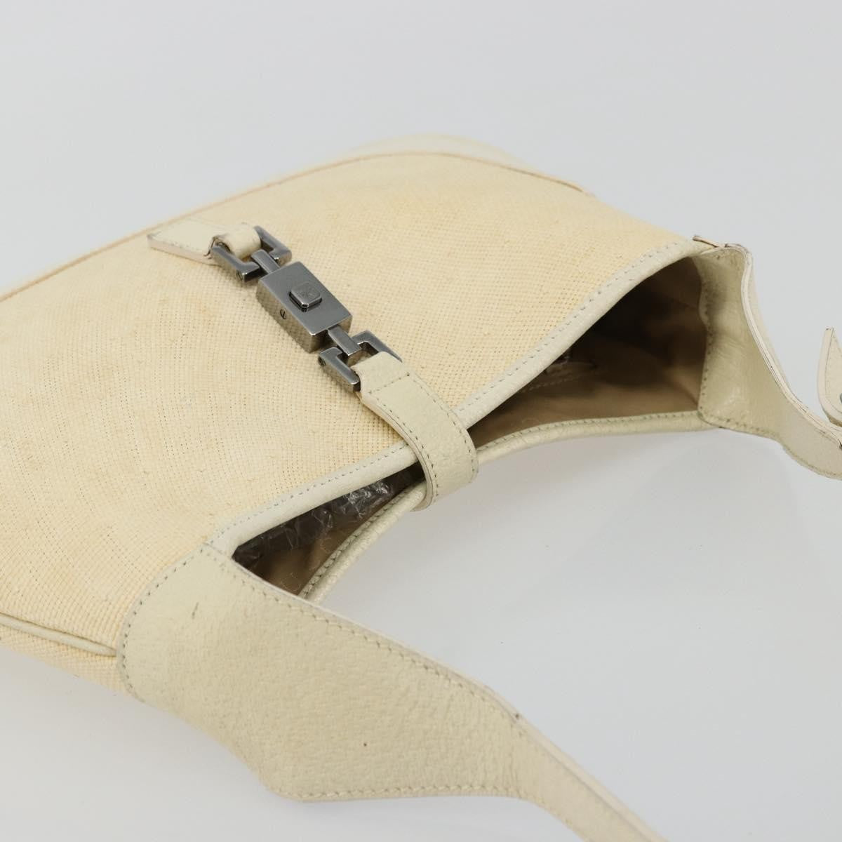 Gucci Vintage Jackie Shoulder Bag Canvas and Leather, Beige, Canvas, Handbag