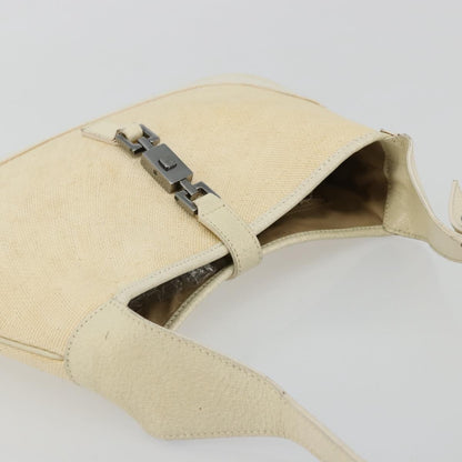 Gucci Vintage Jackie Shoulder Bag Canvas and Leather, Beige, Canvas, Handbag