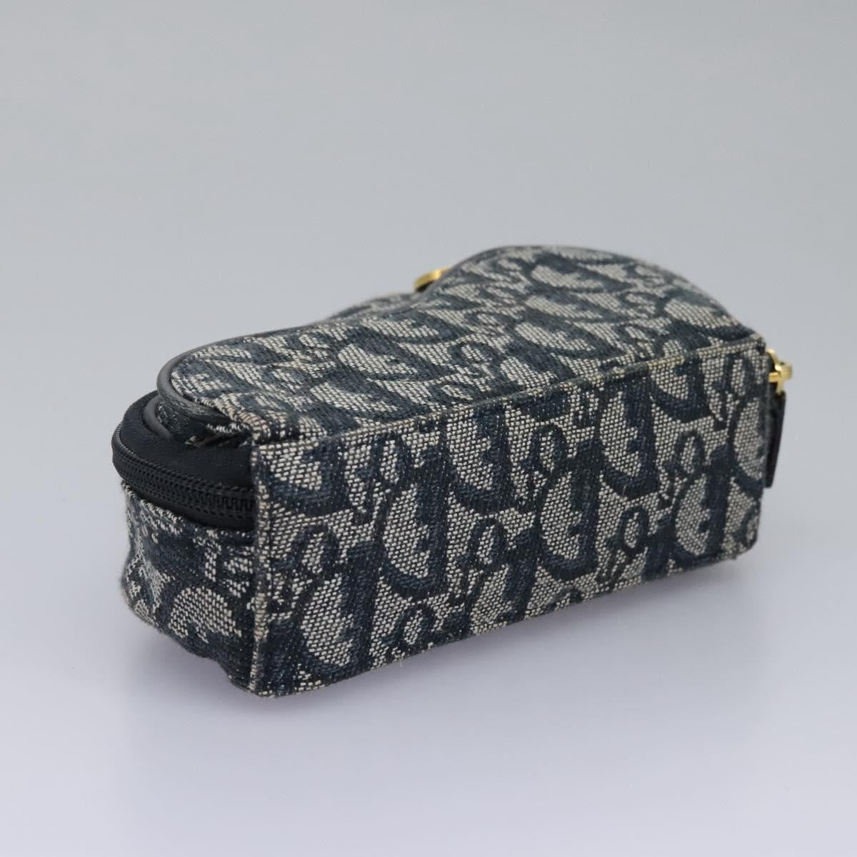 Christian Dior Vintage Saddle Coin Purse Diorissimo Canvas, NAVY, CANVAS, Wallets