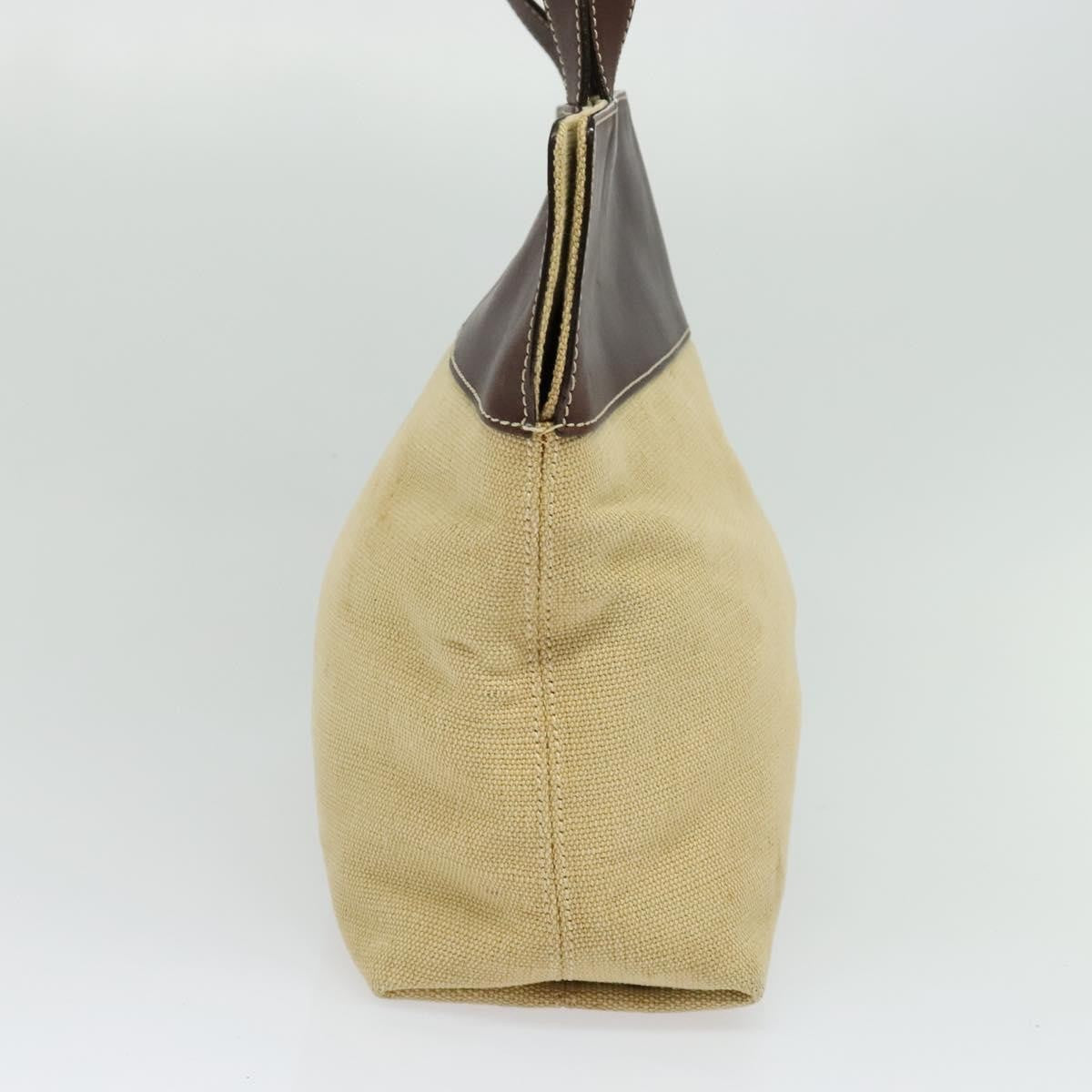 Chanel Vintage CC Tote Canvas with Leather, BEIGE, CANVAS, Tote bag