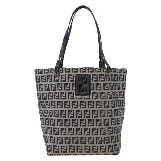 Fendi Shopping Tote Zucchino Canvas, NAVY, CANVAS, Tote bag