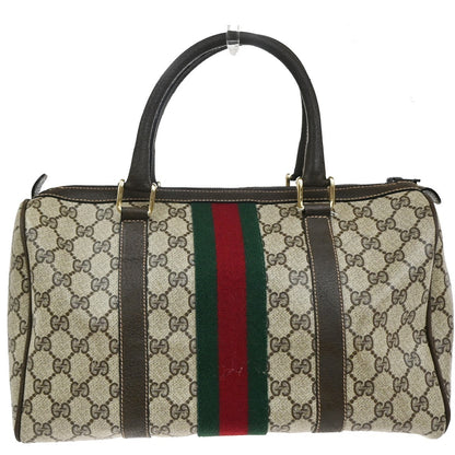 Gucci Vintage Web Boston Bag GG Coated Canvas, BROWN, PVC, Handbag