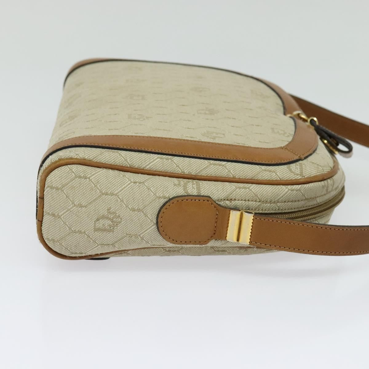 Christian Dior Vintage Honeycomb Shoulder Bag Canvas, BEIGE, CANVAS, Shoulder bag