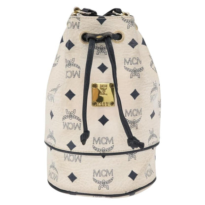 MCM Drawstring Shoulder Bag Leather, WHITE, PVC, Shoulder bag