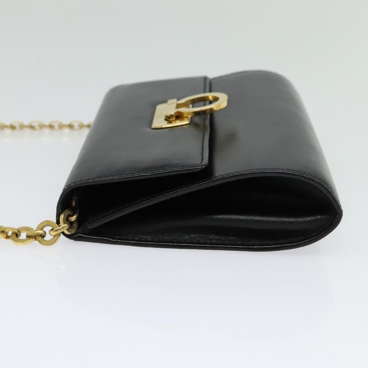 Salvatore Ferragamo Gancini Box Crossbody Bag Leather, BLACK, LEATHER, Shoulder bag
