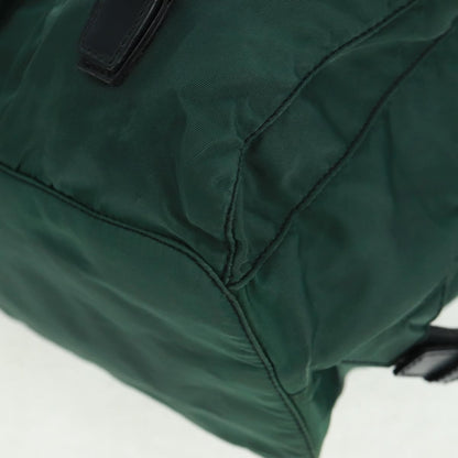 Prada Vela Double Front Pocket Backpack Tessuto with Saffiano Leather, GREEN, NYLON, Backpack