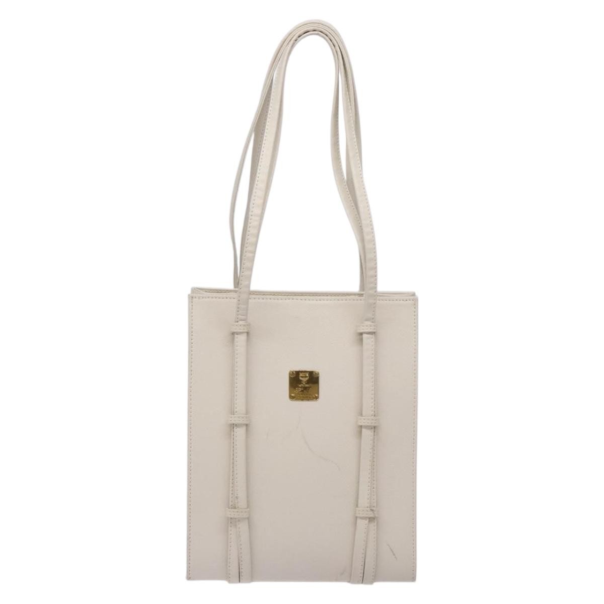 MCM Vintage Shoulder Bag Leather, WHITE, LEATHER, Shoulder bag