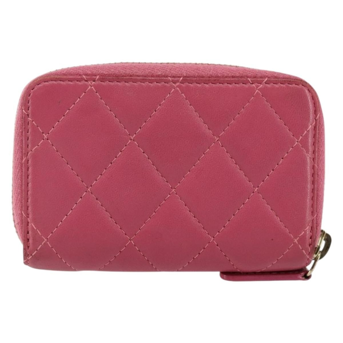 Chanel So Black CC Zip Coin Purse Quilted Lambskin, PINK, LEATHER, Wallets