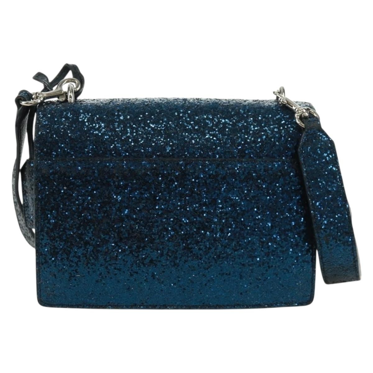 Saint Laurent Sunset Satchel Glitter, BLUE, LEATHER, Shoulder bag