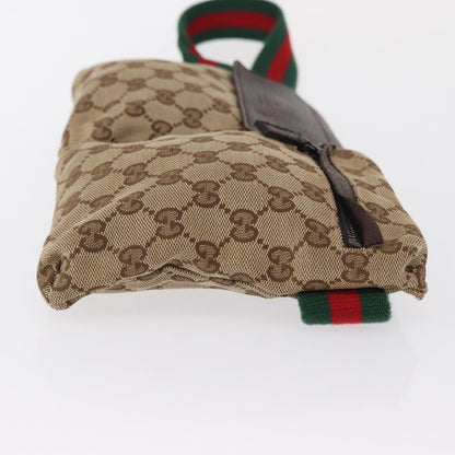 Gucci Vintage Double Belt Bag GG Canvas with Leather, BEIGE, CANVAS, Clutche & pouche