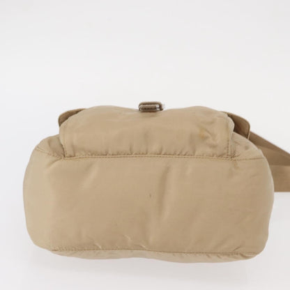 Prada Buckle Messenger Bag Tessuto, Beige, Nylon, Shoulder Bag