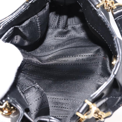 Salvatore Ferragamo W Chain Tote Leather, BLACK, LEATHER, Handbag
