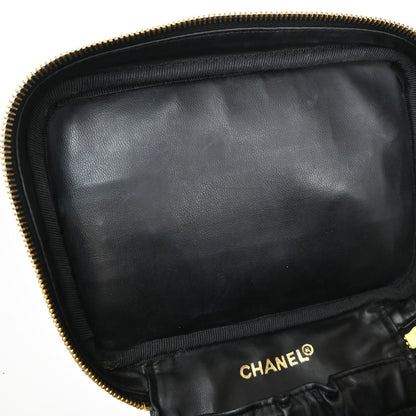 Chanel Vanity pouch Leather, BLACK, LEATHER, Toiletry Case