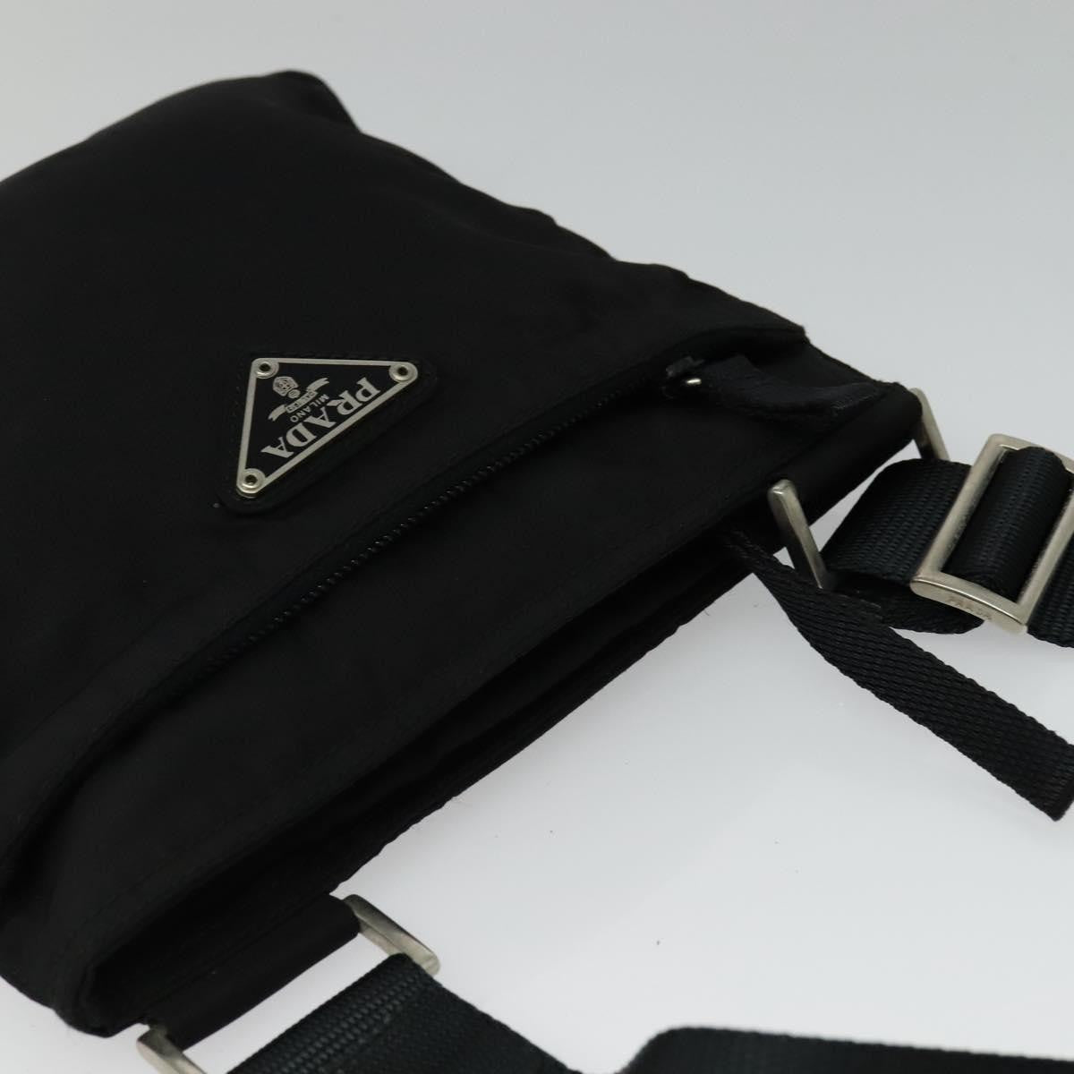 Prada Front Pocket Messenger Bag Tessuto, Black, Nylon, Shoulder Bag