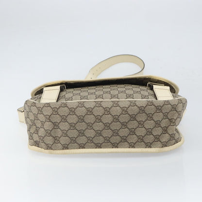 Gucci Double Buckle Flap Messenger Bag GG Coated Canvas with Leather, BEIGE, PVC, Shoulder bag