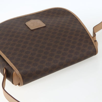 Celine Vintage Macadam Shoulder Bag Canvas and Leather, BROWN, CANVAS, Shoulder bag