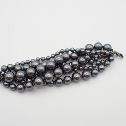 Chanel CC Charm Bracelet Faux Pearls and Metal, BLACK, SILVER_PLATED, Bracelet