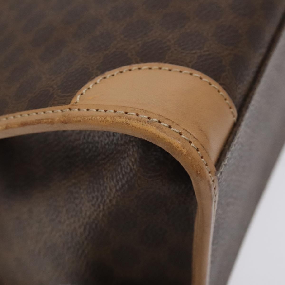 Celine Macadam Handbag Macadam with leather, BROWN, CANVAS, Handbag