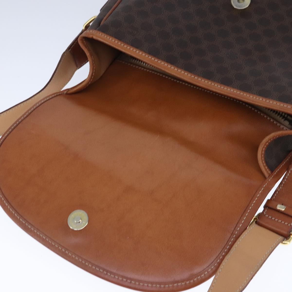 Celine Macadam Shoulder Bag PVC Leather, BROWN, CANVAS, Shoulder bag