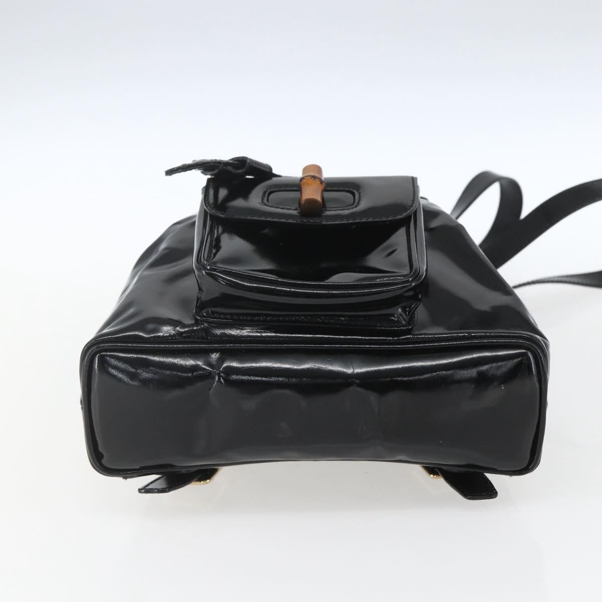 Gucci Vintage Bamboo Backpack Patent, BLACK, PATENT_LEATHER, Backpack
