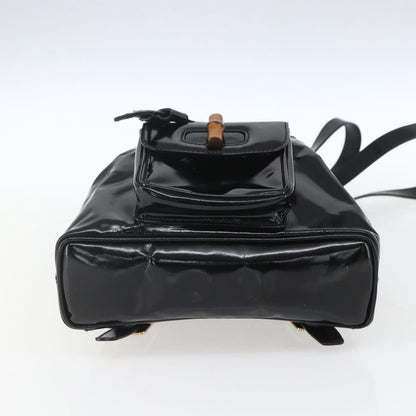 Gucci Vintage Bamboo Backpack Patent, BLACK, PATENT_LEATHER, Backpack
