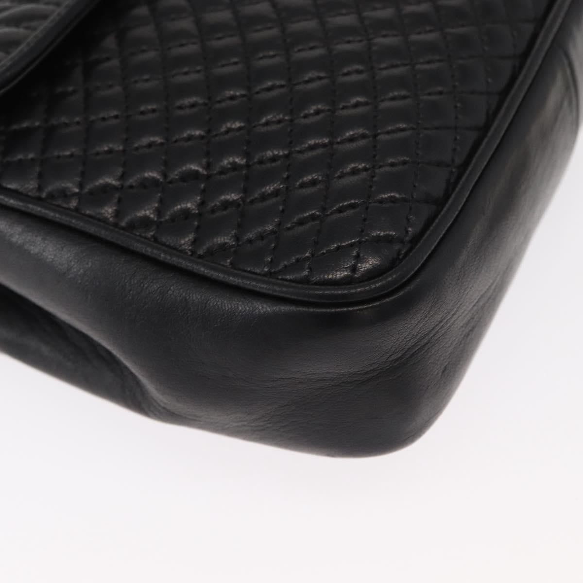 Bally Vintage Chain Shoulder Bag Quilted Leather, BLACK, LEATHER, Shoulder bag