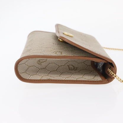 Christian Dior Vintage Honeycomb Flap Crossbody Bag Coated Canvas, BEIGE, CANVAS, Shoulder bag