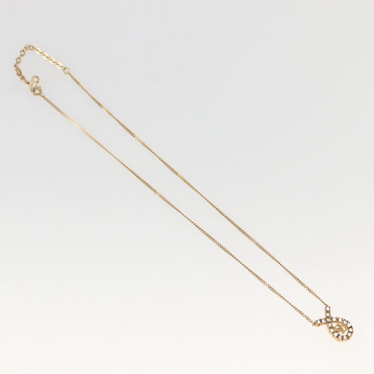 Christian Dior CD Pendant Necklace Metal and Crystals, GOLD, METAL, Necklace