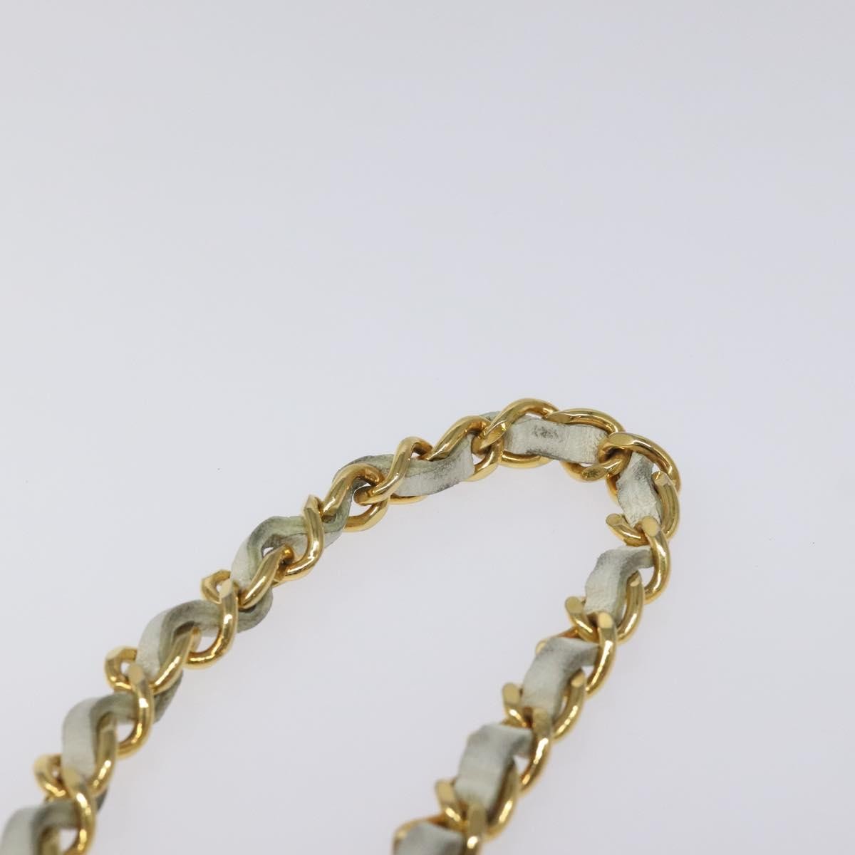 Chanel Vintage Logo Chain Belt Metal and Leather, WHITE, METAL, Belts