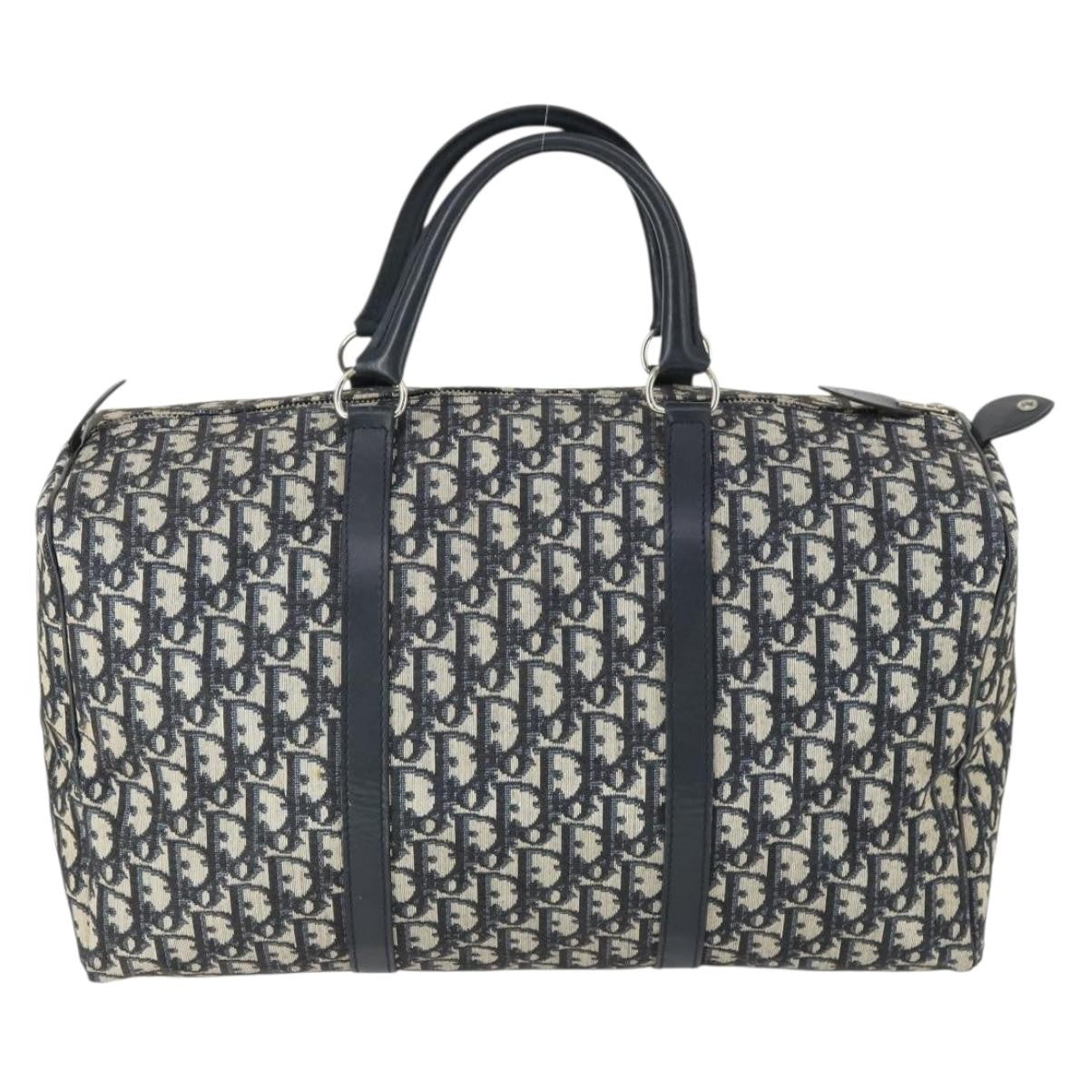 Christian Dior Vintage Trotter Boston Bag Canvas, NAVY, CANVAS, Travel bag