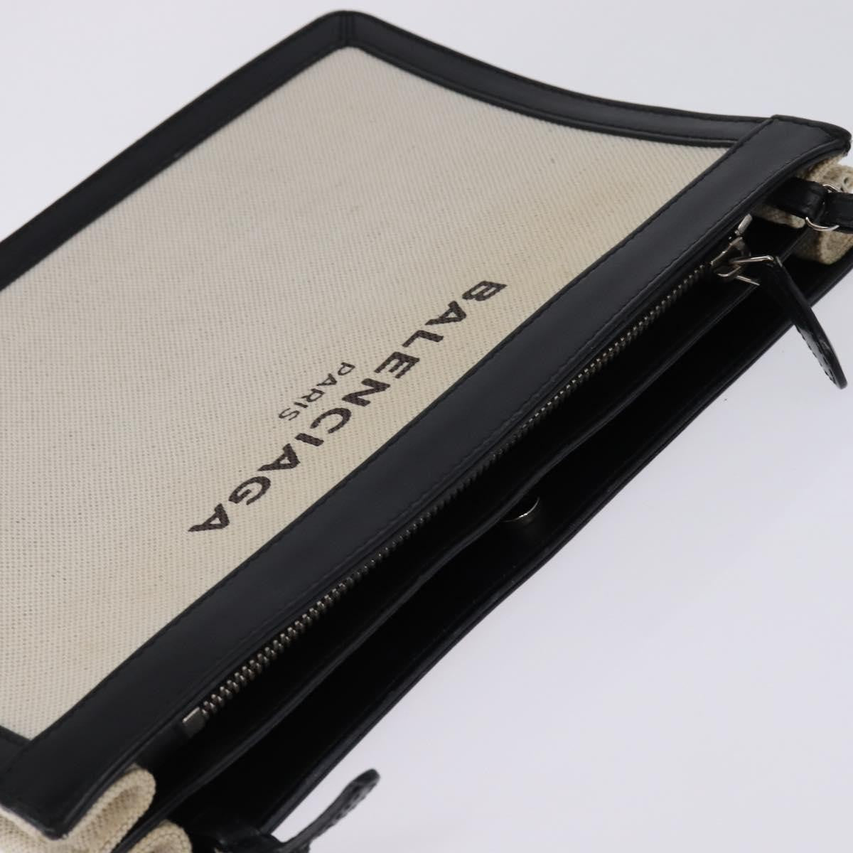 Balenciaga Navy Pochette Canvas and Leather, WHITE, CANVAS, Clutche & pouche