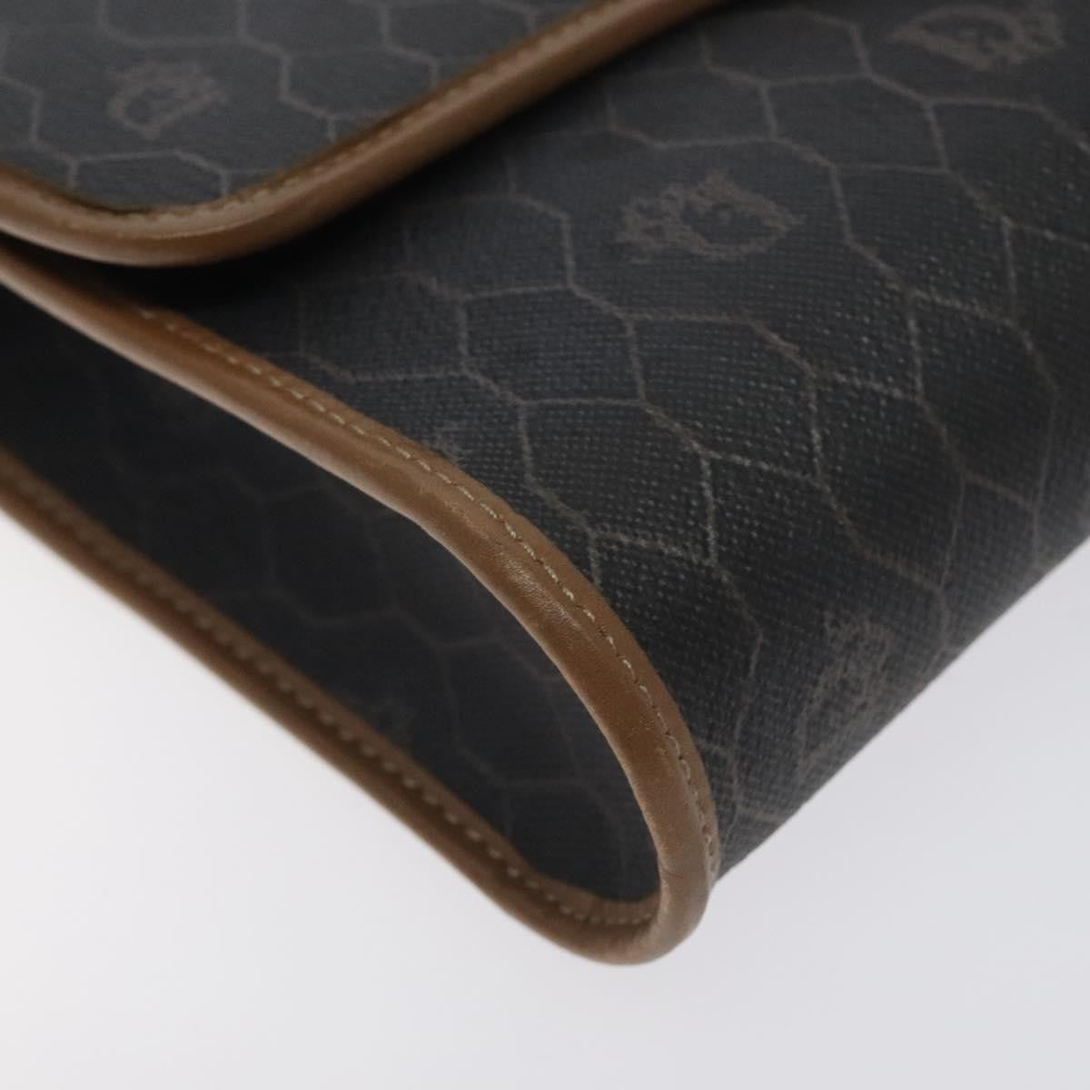 Christian Dior Vintage Honeycomb Flap Crossbody Bag Coated Canvas, BLACK, CANVAS, Crossbody bag