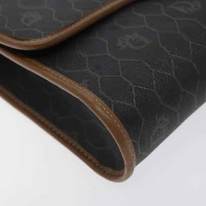 Christian Dior Vintage Honeycomb Flap Crossbody Bag Coated Canvas, BLACK, CANVAS, Crossbody bag