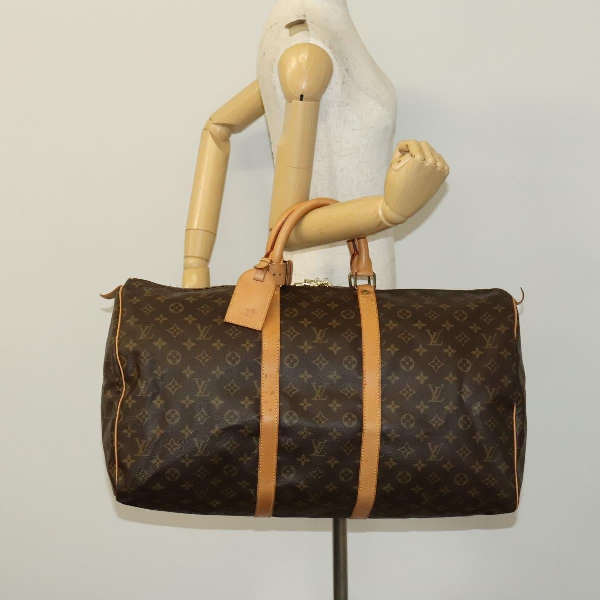 Louis Vuitton Keepall Bag Monogram Canvas, BROWN, CANVAS, Travel bag